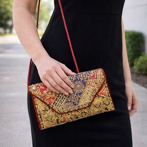 Elegant Multicolor Embroidered Clutch